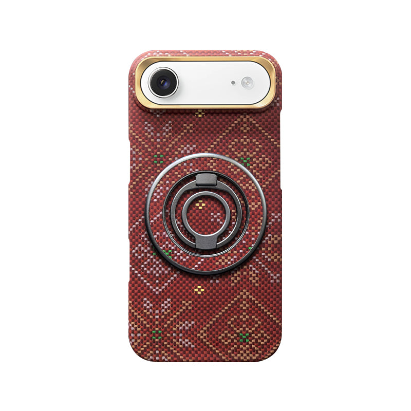 Aramid Fiber Set of Magnetic Ring Phone Case for iPhone 17 Multicolored