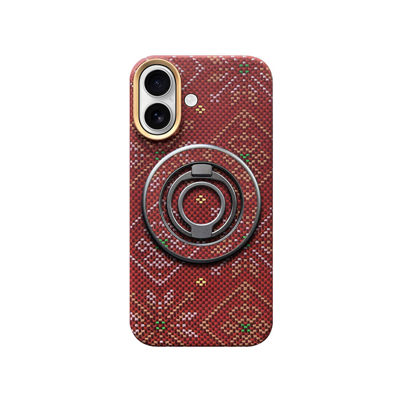 Aramid Fiber Set of Magnetic Ring Phone Case for iPhone 17 Multicolored