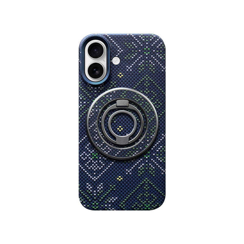 Aramid Fiber Set of Magnetic Ring Phone Case for iPhone 17 Multicolored