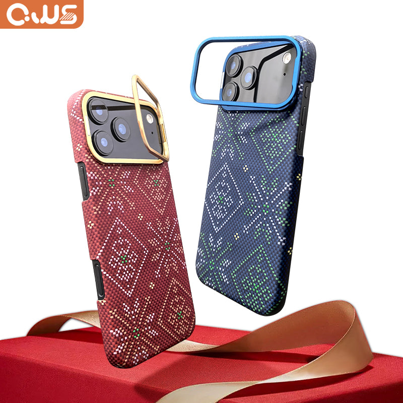 Aramid Fiber Phone Case With Magnetic lens mount for iPhone 17 Multicolored