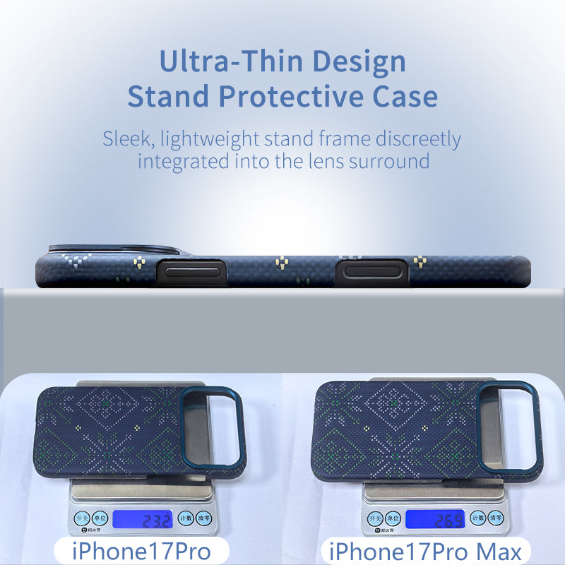 Aramid Fiber Phone Case With Magnetic lens mount for iPhone 17 Multicolored