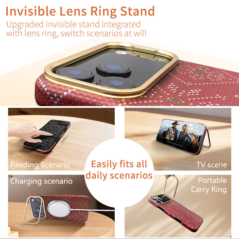 Aramid Fiber Phone Case With Magnetic lens mount for iPhone 17 Multicolored